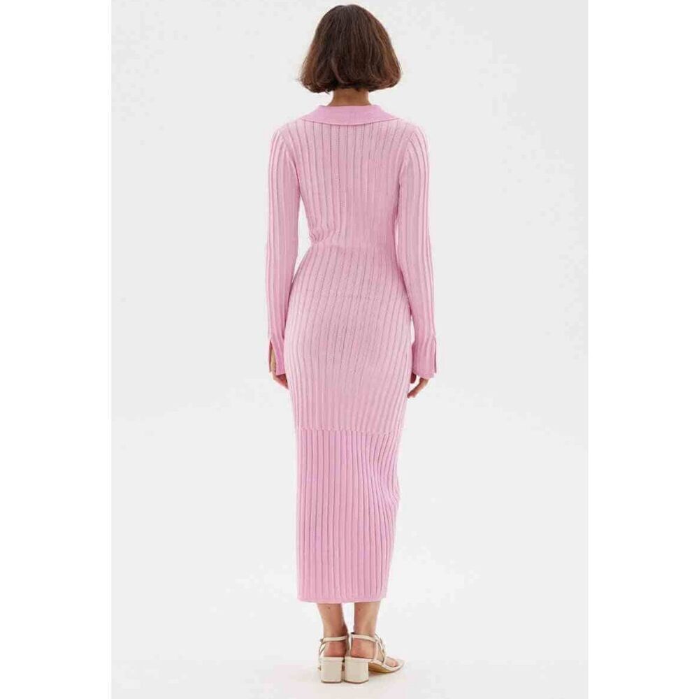 SOVERE Facet Knit Maxi Dress in Musk -Side front hem split size S NWT218 - Picture 5 of 9